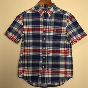 💜Ralph Lauren Boys Size 10/12 Short Sleeve Plaid